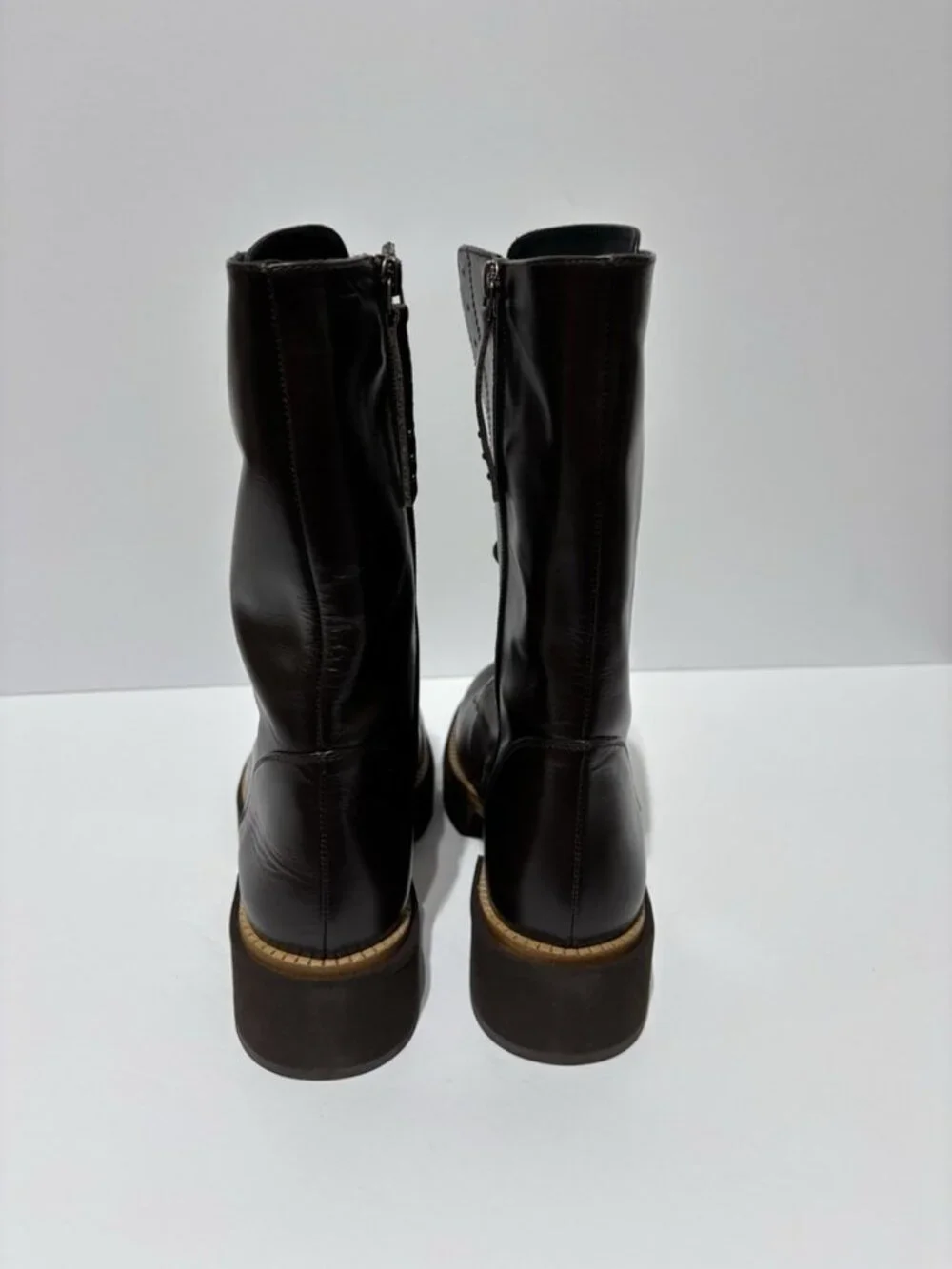 Paloma Barcelo Women’s Marais Brown Leather Boots, Size EUR 39, US 9 M